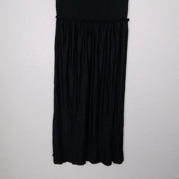 Tahari Solid Black Elastic Waist V-Neck Sleeveless Pleated Maxi‎ Dress Size M - Picture 10 of 14